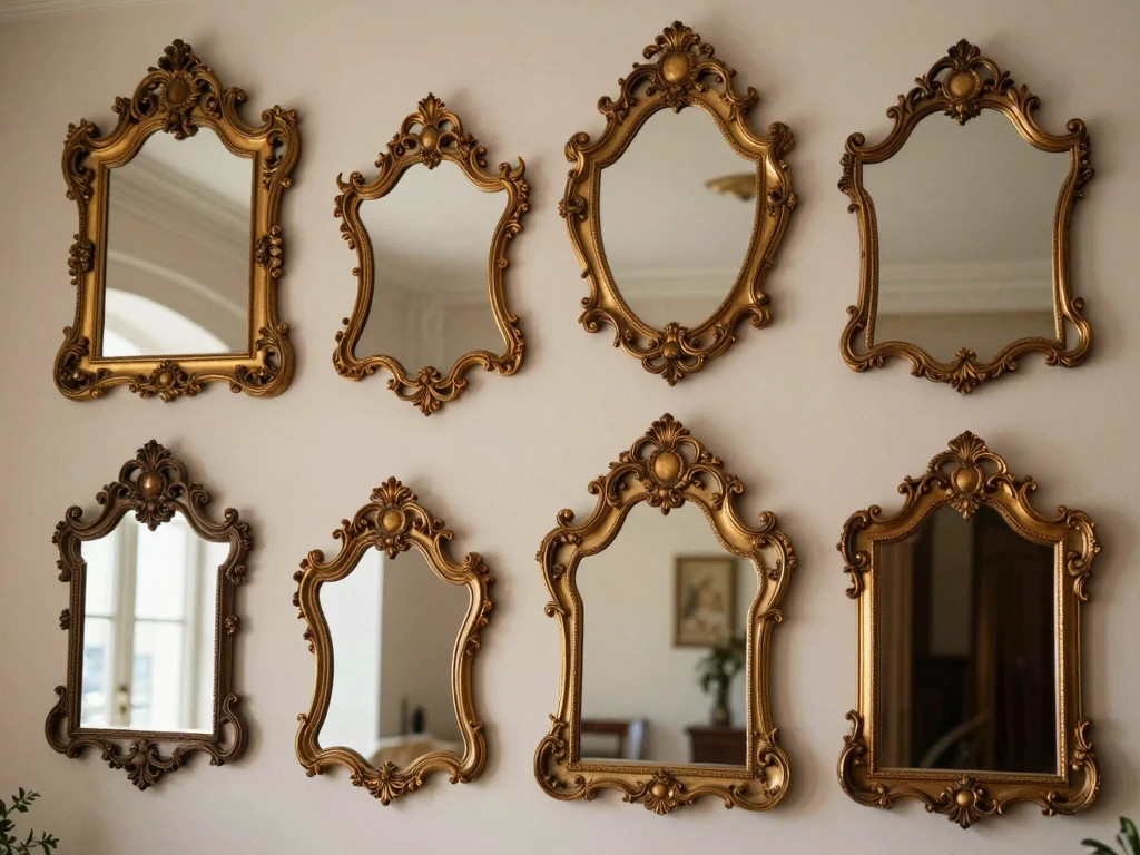 Collection of decorative mirrors display